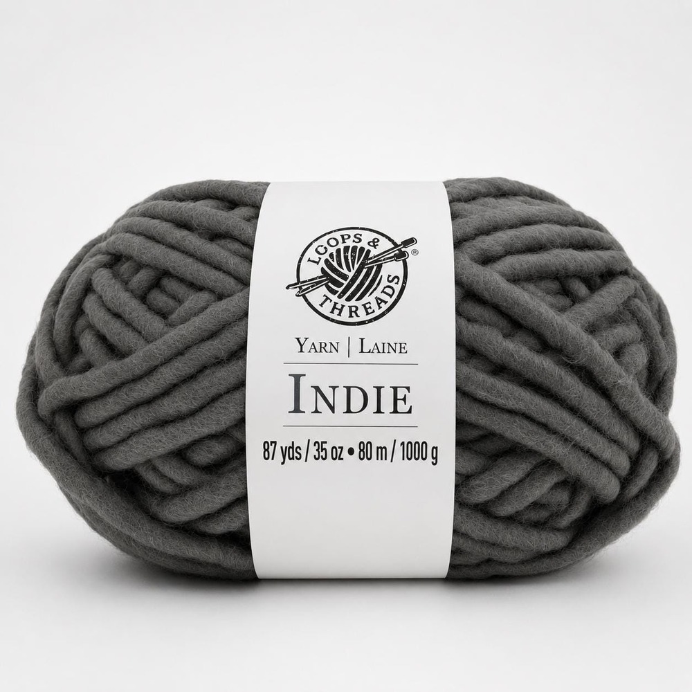 LOOPS & THREADS INDIE YARN Gray Lot 1952 Super Bulky #6 35oz 1000g Discontinued.